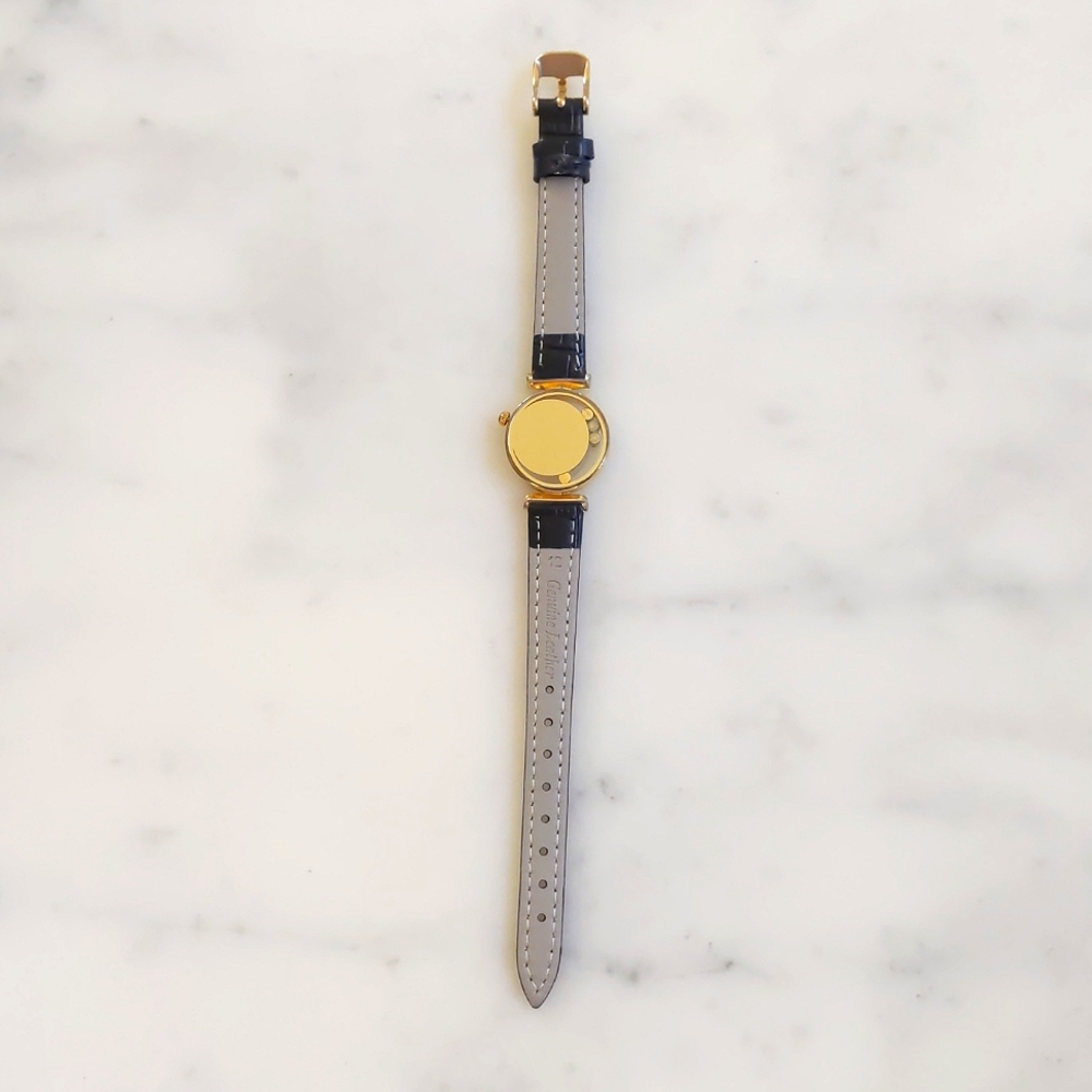 RARE! Vintage Giordano Genuine Leather Gold Tone with Crystals Design Watch. - Picture 3 of 5